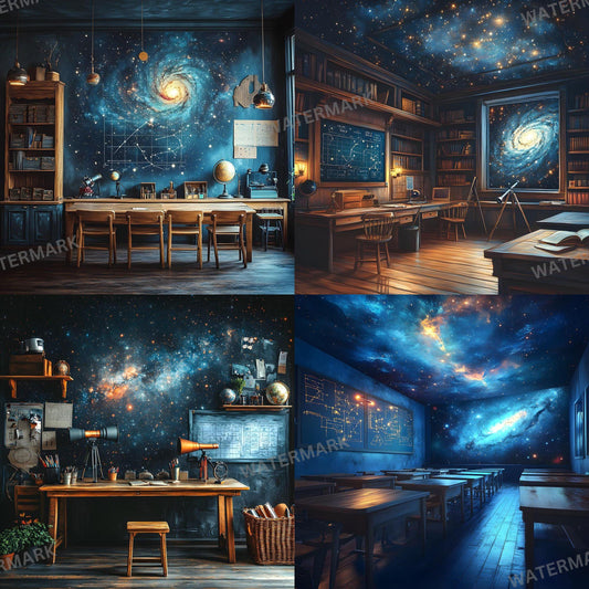 Wizarding School Astronomy Classroom Backdrops - Magical Digital Backgrounds - Witchcraft, School of Magic Background - Photoshop Overlay
