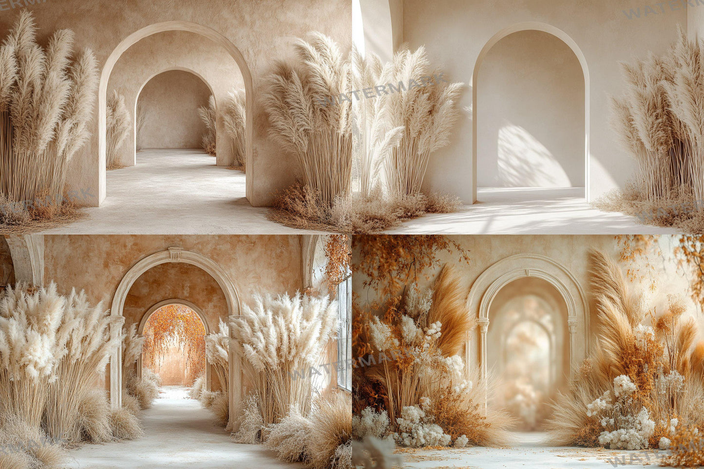 Boho Beige Backdrops - Neutral and Elegant Archway Digital Backdrops, Photoshop & Master Overlays - Wedding and Maternity Backdrops