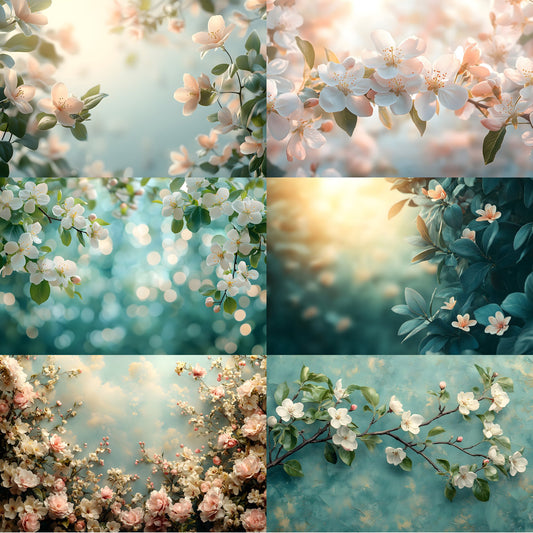 Spring Blossom Leaves Digital Backdrop, Nature Photography Background, Floral Photo Prop High-Res Image for Composites