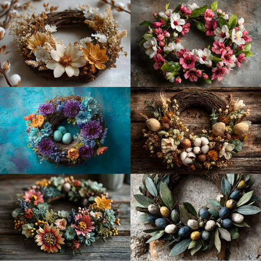 Newborn Digital Backdrop Floral Wreath, Baby Photography Background, Flower Circle Prop, Photo Overlay, Infant Composite Art, Girl Boy