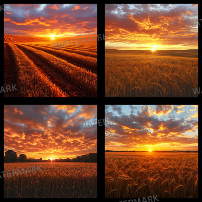 Warm Sunset Photography Backdrop, Golden Hour Digital Background for Portraits, Square Format Photo Booth Prop, Dreamy Sky Photography Resource