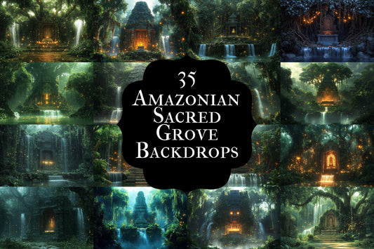 Amazonian Grove Digital Backdrops Props: Lush & Artful Backdrops, Large Photograph Backdrops, Picture Backdrops, Photography Backgrounds
