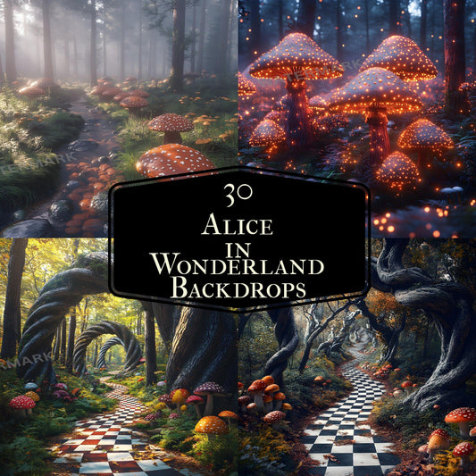 Alice in Wonderland Backdrops | Digital Fantasy Story Backgrounds | Whimsical Scenes - Wonderland Backdrops - Alice Backdrops