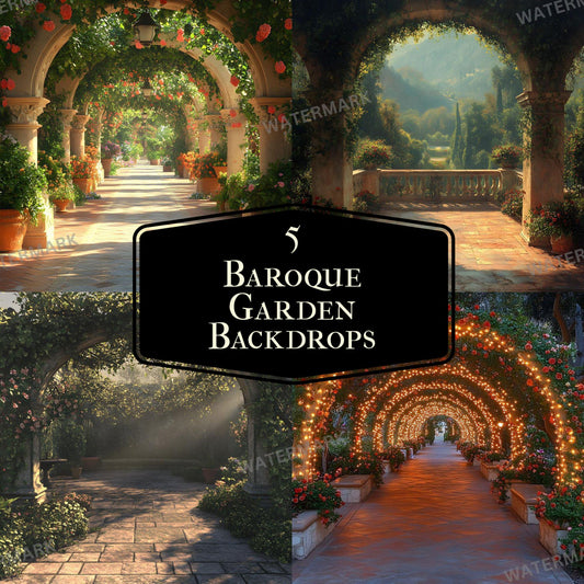 Baroque Garden Photography Backdrop for Digital Portraits Studio Overlays  Composites - 96x96px 11 Ratio