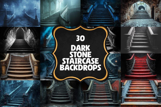 Dark Stone Staircase - Gothic Photography Backdrop - Photoshop Overlay - Haunted Background - Fantasy & Photo Editing - Gothic Backdrops