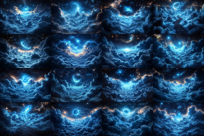 Starry Night Sky Backdrop: 5PNGs for Celestial Galaxy Photography, Cosmic Space Universe Scenes, Twinkling Star Digital Backdrops.