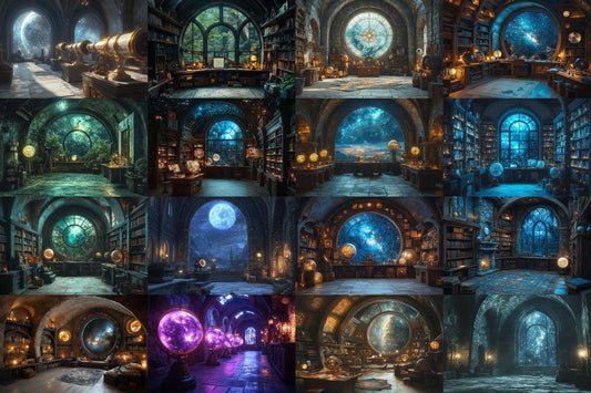 Celestial Observatory Backdrops - Celestial Photography Backdrops, Photoshop - School of Wizarding Backdops - Magical Celestial Backgrounds