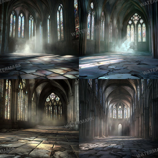 Abandoned Cathedral Digital Backdrops for Portrait Photography - 96x96px Photoshop Composites