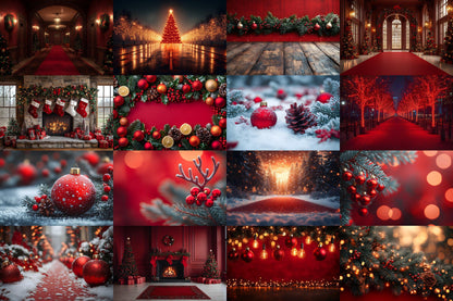 Christmas Backdrop, Digital Backdrop, Santa Christmas Backdrop For Kids Family, Festive Digital Download Christmas Background