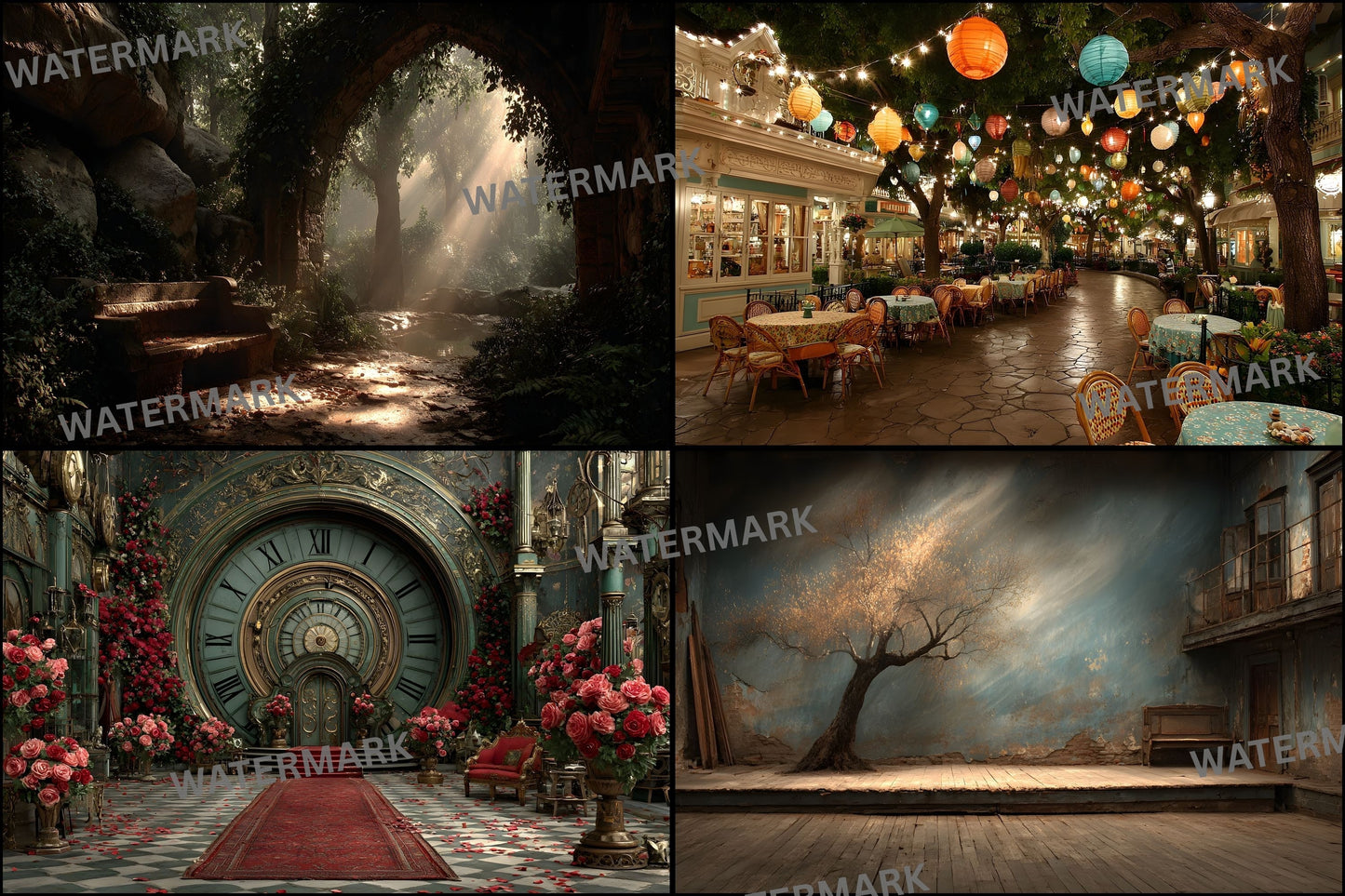 Alice in Wonderland Backdrop Bundle, Whimsical Digital Backgrounds for Photography, Fantasy Portrait Photography, Storybook Theme, Ratio