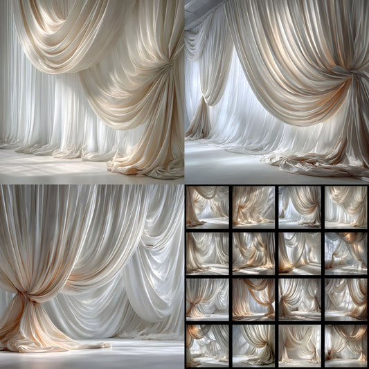 Sheer Satin Fabric Photography Backdrop, Elegant Wedding Background, Square Format Digital Download, Bridal Portrait Photo Booth Prop, SQBD