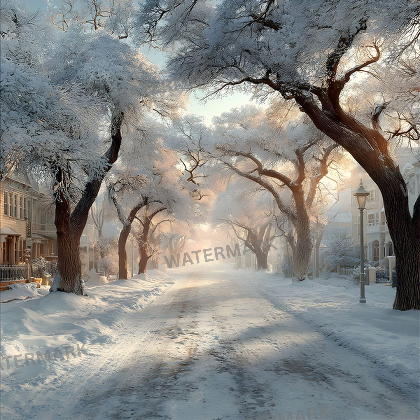 White Gold Christmas Backdrop, Snowy Outdoor Scene, Square Digital Background for Holiday Photography, Winter Wonderland Photo Prop, Festive Portrait
