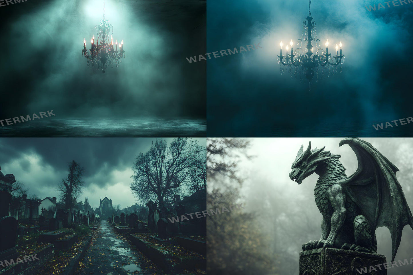 Gothic Backdrops for Photography, Dark Digital Backgrounds, Spooky Photoshop Overlays, Halloween Backdrops, Gothic Scenes & PNG Overlays