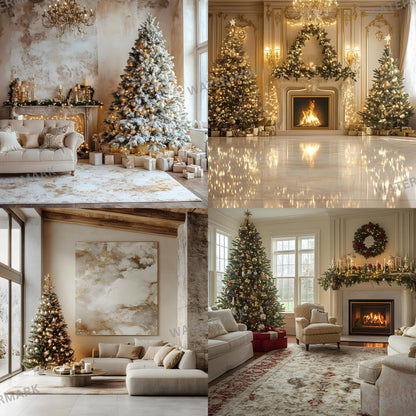 Golden Noel Christmas Backdrop, Digital Backdrop, Santa Christmas Backdrop For Kids Family, Festive Digital Download Christmas Background