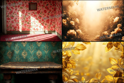 Vintage Sunlit Room Digital Backdrop, Wallpaper Backgrounds, Photography, Dreamy Photo Booth, High-Res Images