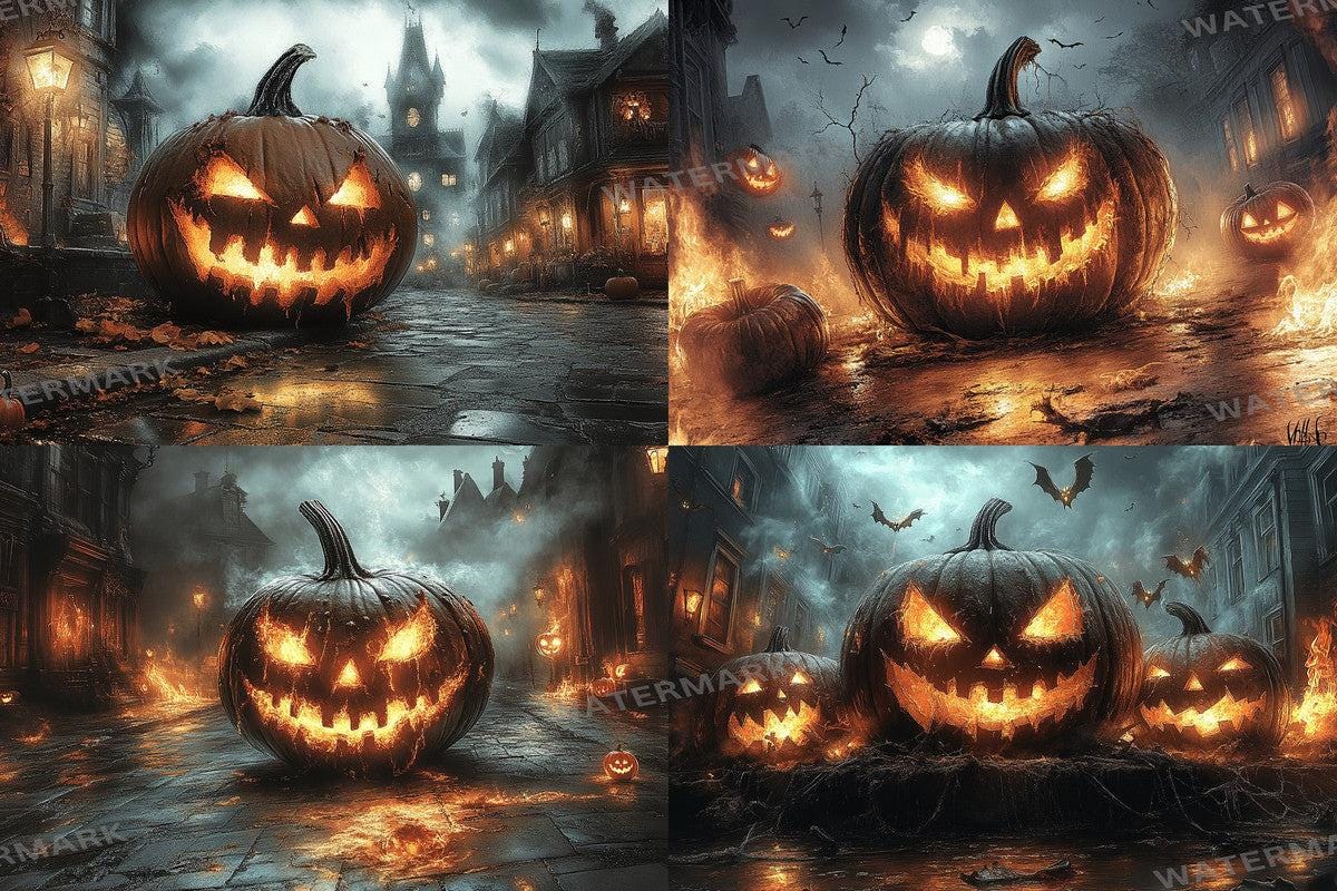 Halloween Monster Scene Digital Backdrops  2High-Resolution PNG Photography Backgrounds for Creative Photo Editing  Master Overlay Effect