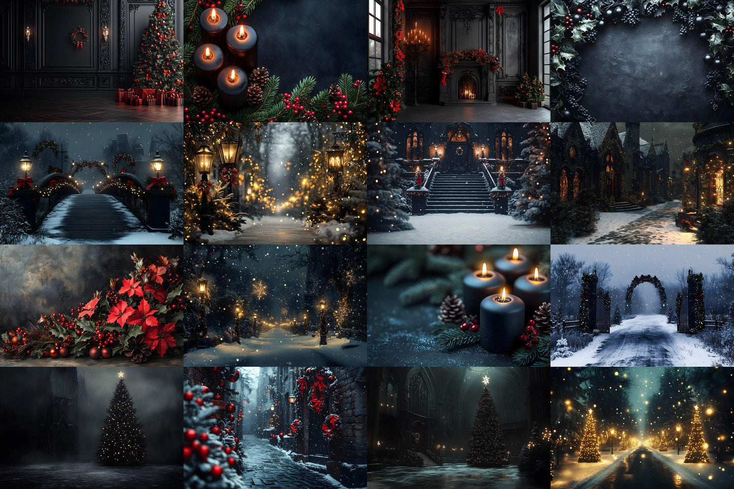 Gothic Christmas Backdrops, Black Christmas Backgrounds, Gothic Festive Dark Hue Xmas, Photography, Photoshop - 3:2 Ratio - 00x00px