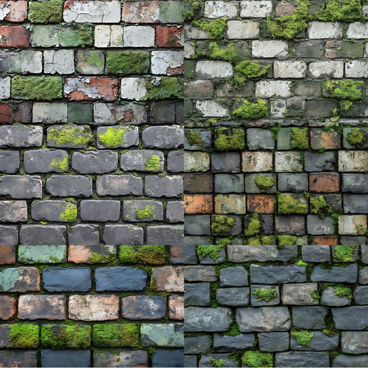 Rustic Mossy Brick Wall Digital Backdrop: Photography Background for Portrait Photoshoot, Textured Photo Booth Prop, High-Res Image Download