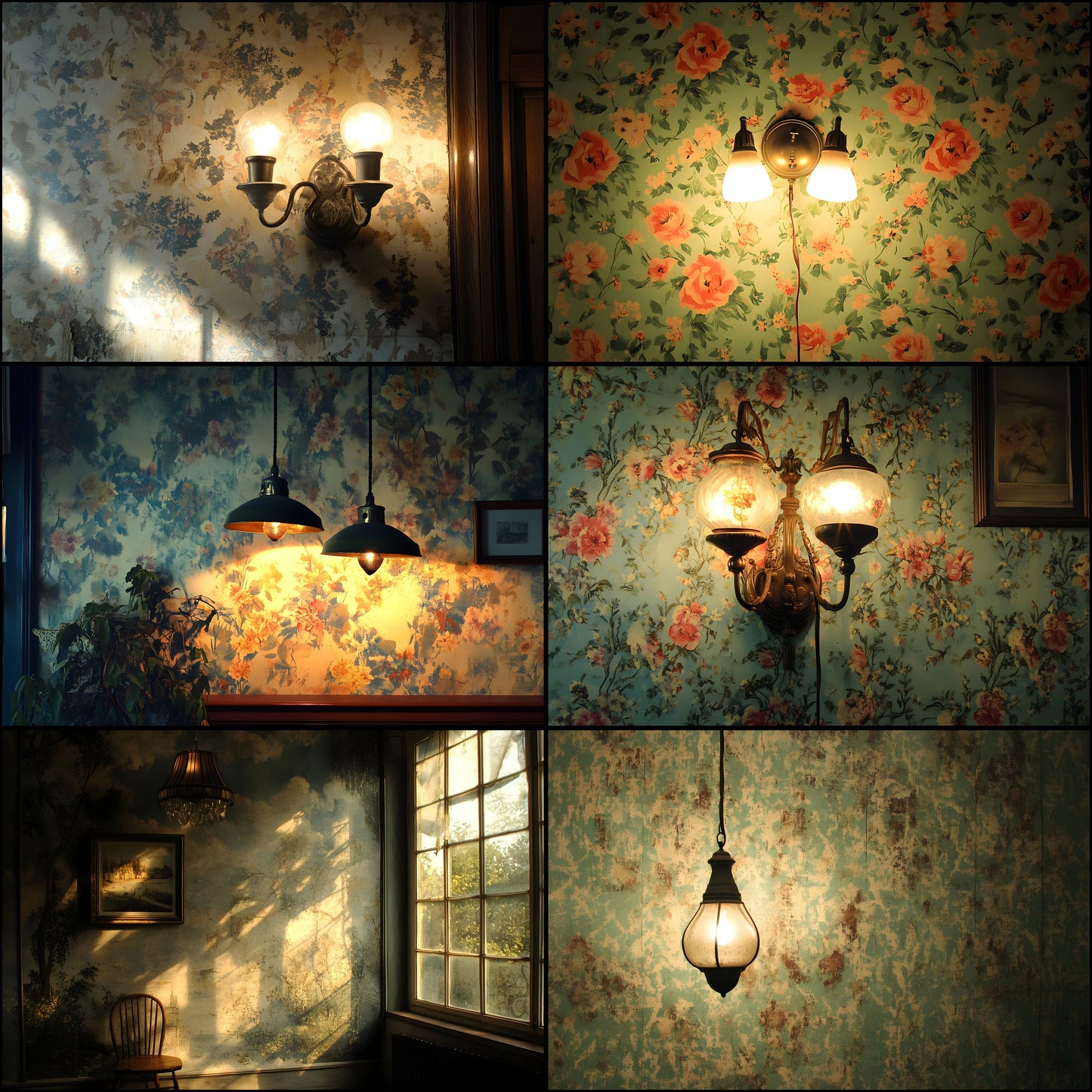 Vintage Wallpaper Room Digital Backdrop, Photography Backgrounds, Antique Interior Photo Prop, High-Res Image for Photographers