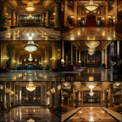 Art Deco Hotel Lobby Digital Backdrop, Elegant Photography Background, Vintage Inspired Photo Prop, for Composites, High-Resolution Images