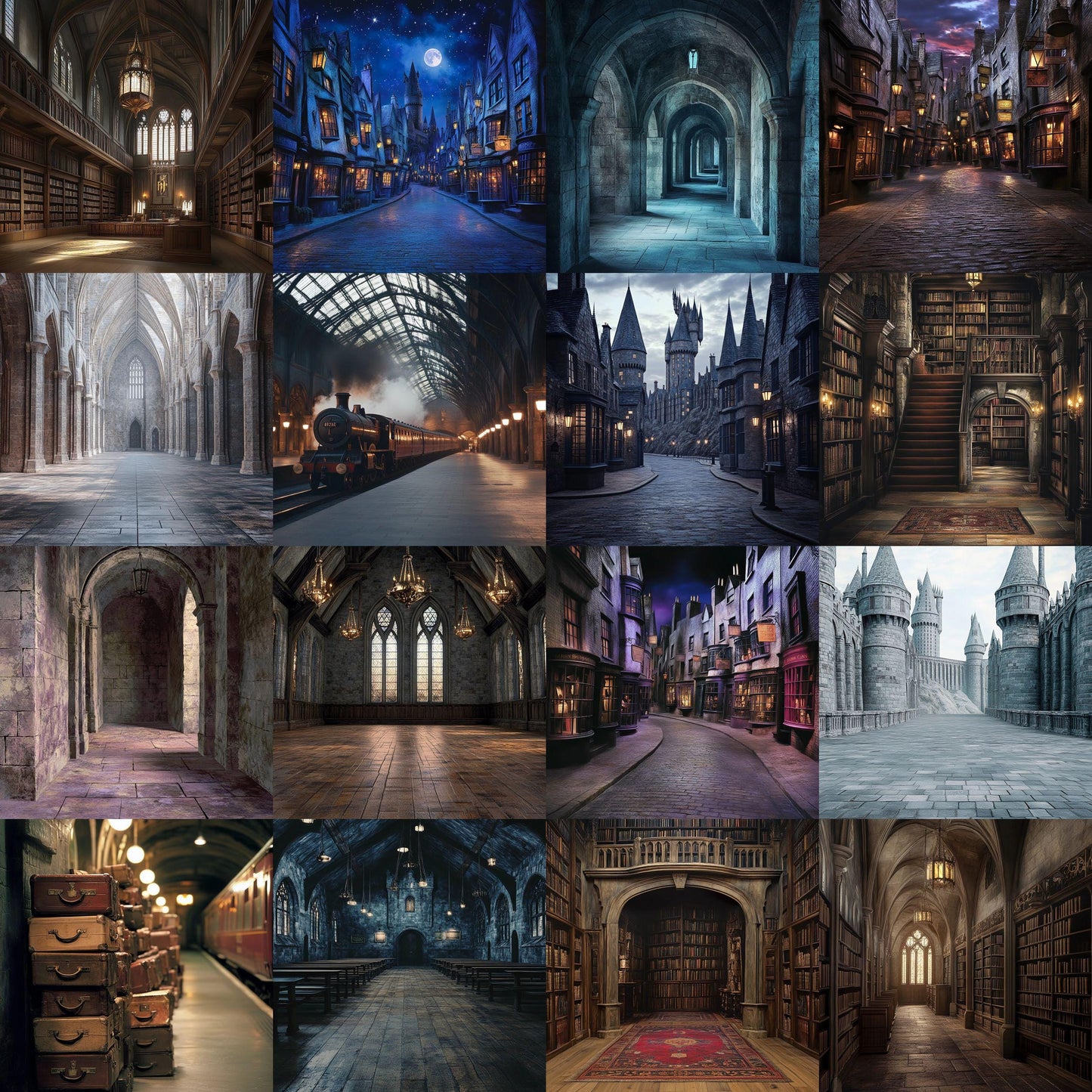 Wizarding School Backdrops, Magical Wizard Digital Backgrounds, Witch Backdrops, Witchcraft Background, Magic School of Witchcraft