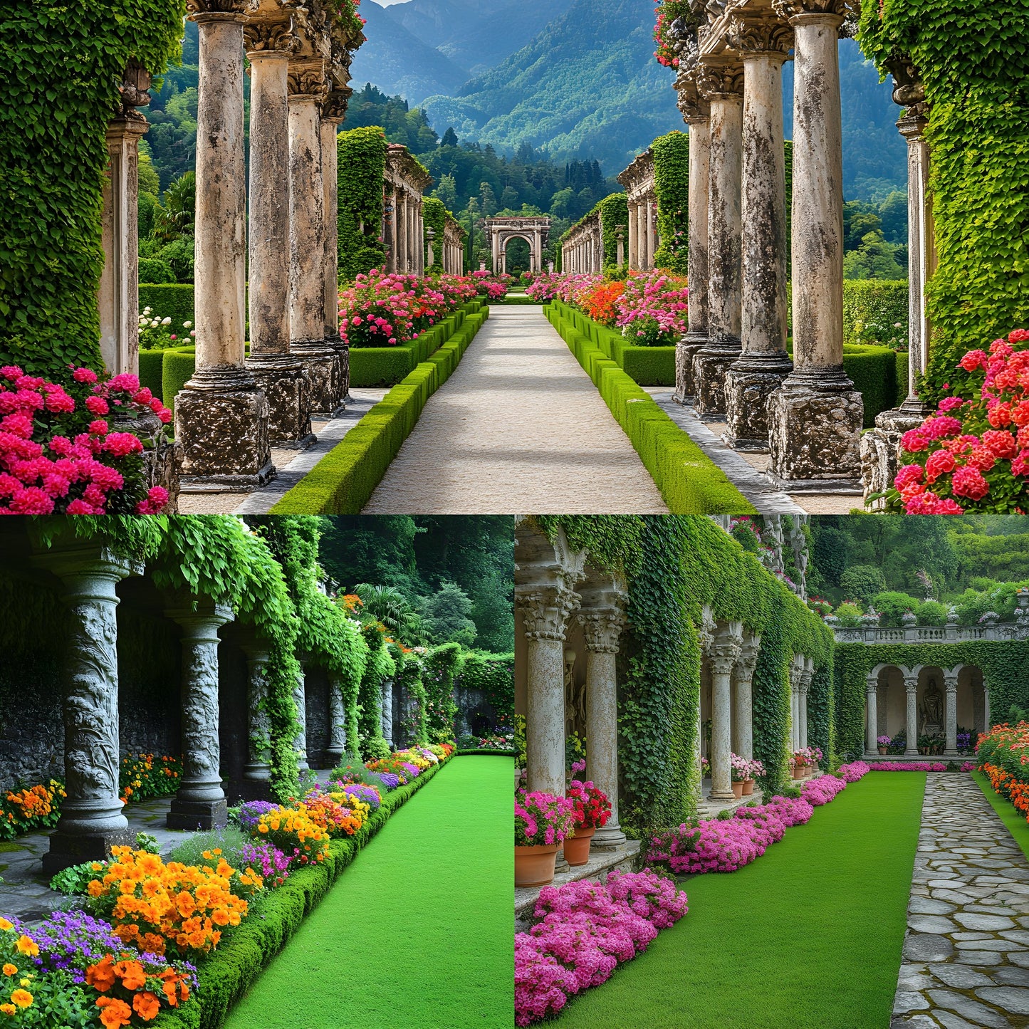 Baroque Garden Stone Columns Digital Backdrop, Photography Background Fantasy Photo Prop, Fine Art Photography