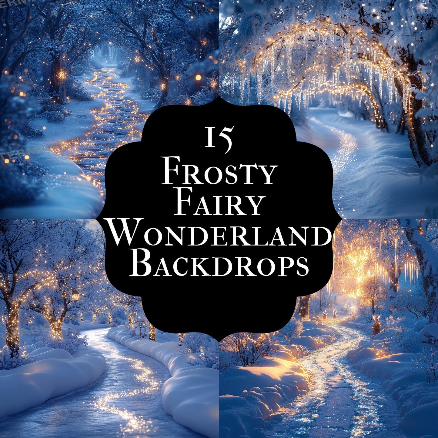 Frosty Fairy Winter Wonderland Digital Backdrops: 1Enchanted Winter Scenes, Photography Composites, Christmas, Xmas - Winter Backdrops