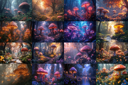 Magic Mushroom Forest Backgrounds - TV wallpaper Backgrounds, Enchanted Forest, Glowing Mushrooms, Mushroom Digital Backdrops, TV Background