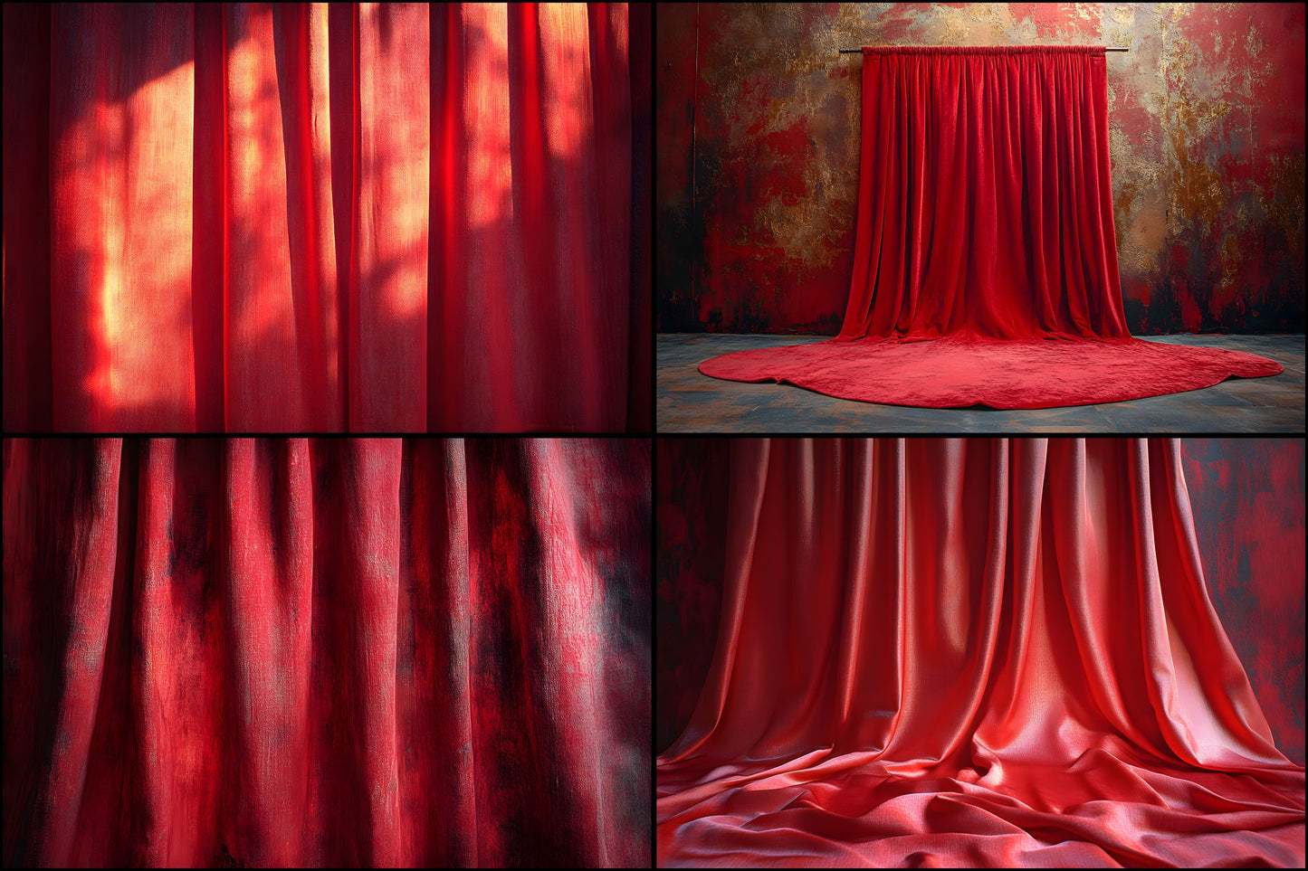 Vintage Red Curtain Backdrop Digital Download, 19s Style Photography Background, for Portrait Photoshoot, Retro Fabric Texture