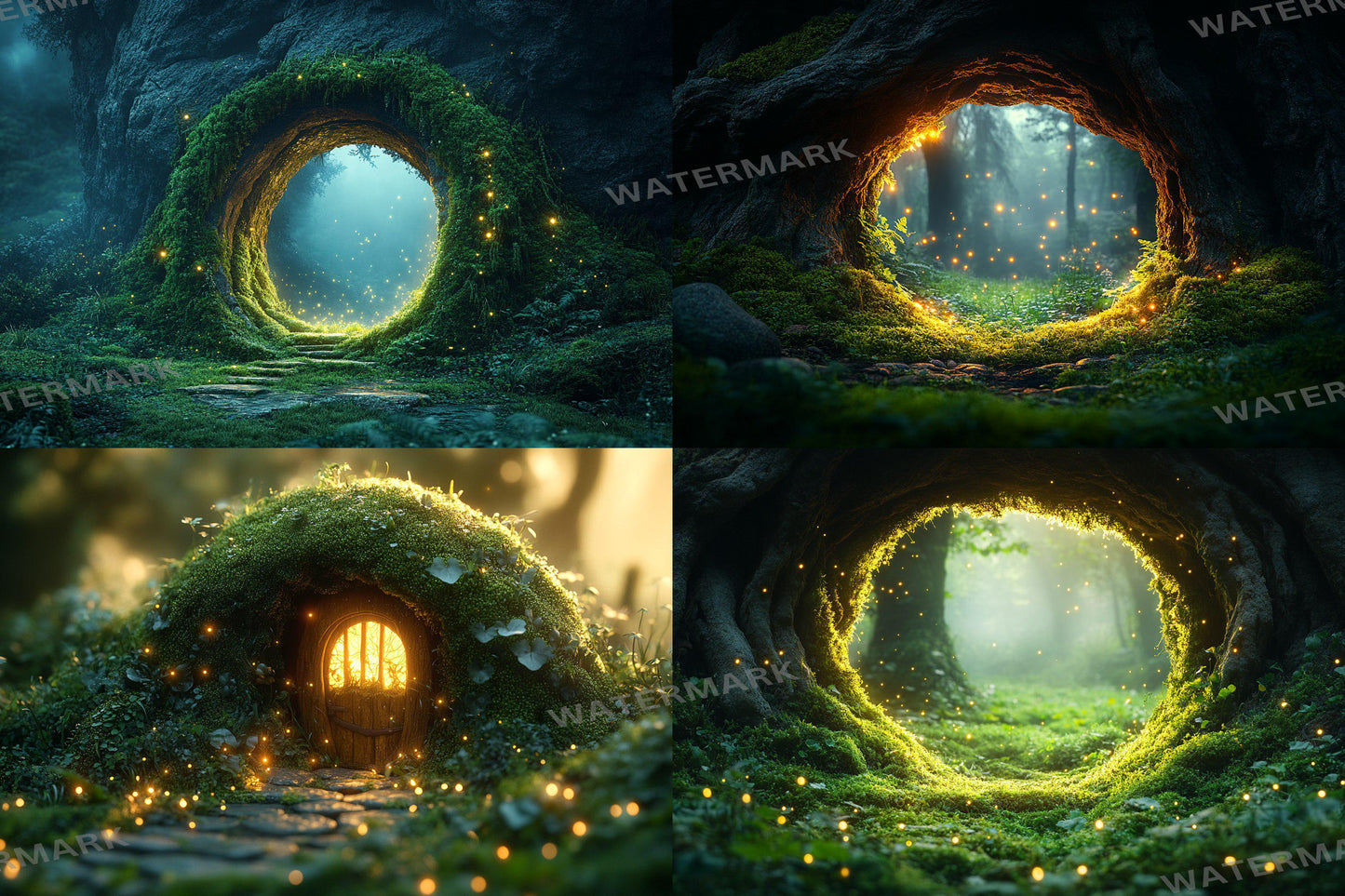 Fairy Forest Backdrops - Enchanted Woodland Scenes, Magical Doorways and Fairy Lights - Photography Master Composites - Fairy Backgrounds