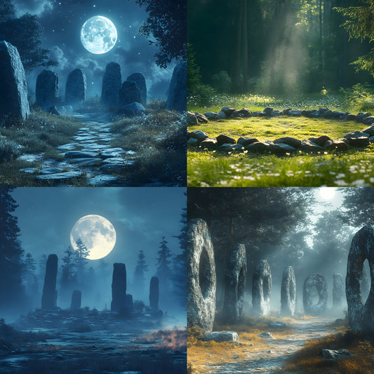 Ancient Stone Circle Digital Backdrop, Mystical Clearing Backgrounds for Photography, Fantasy Photo Overlays, Druid Ritual Scene