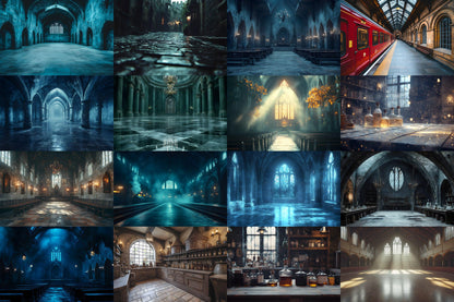 Wizarding School Scene Collection - 9Magical PNG Backdrops for Enchanting Designs - 00x00px Commercial Use Allowed