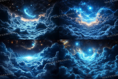 Starry Night Sky Backdrop: 5PNGs for Celestial Galaxy Photography, Cosmic Space Universe Scenes, Twinkling Star Digital Backdrops.