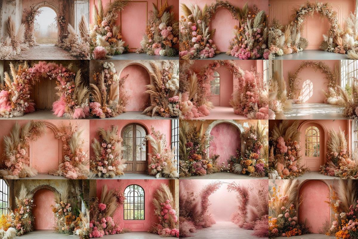 Pink Boho maternity digital backdrop room minimal arches backdrop maternity overlays, pink textures boho digital backdrop wedding studio