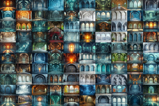 Wizarding School Arches Backdrop - Magical Gothic Photography Background - Fantasy Photoshop Overlay for Dark Academia & Mystic Themes