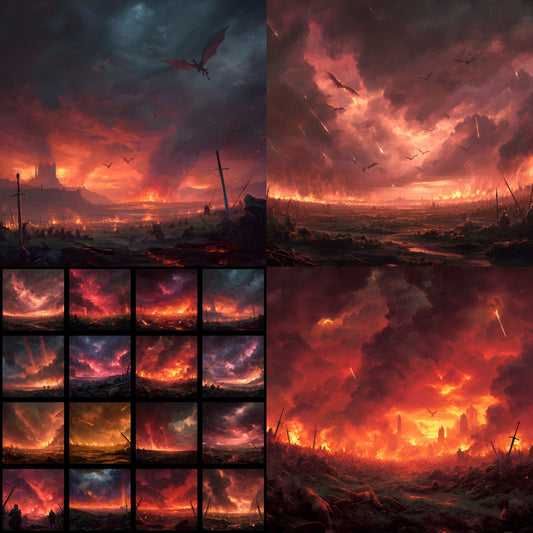 Fantasy Battlefield Backdrop Flames, Digital Background for Gamers, Dramatic Photography Prop, Image, Epic War Scene, Downloadable Art