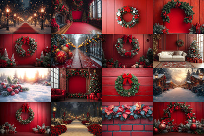 Christmas Backdrop, Digital Backdrop, Santa Christmas Backdrop For Kids Family, Festive Digital Download Christmas Background