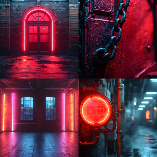 Neon Industrial Rustic Photography Backdrop Set, Urban Digital Backgrounds for Portraits, Graffiti Wall Photo Overlays, LBXD