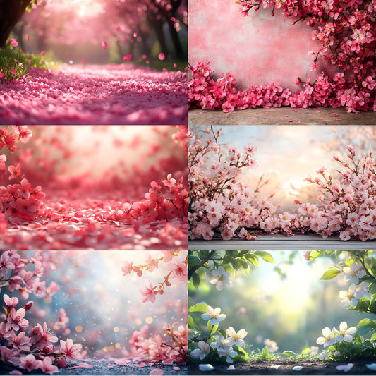 Spring Flower Photography Backdrop, Floral Garden Digital Background, Springtime Scene for Portrait Photoshoot, Outdoor Nature Photo Prop, Ratio