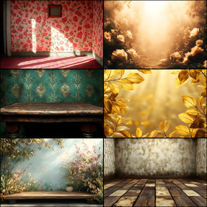 Vintage Sunlit Room Digital Backdrop, Wallpaper Backgrounds, Photography, Dreamy Photo Booth, High-Res Images