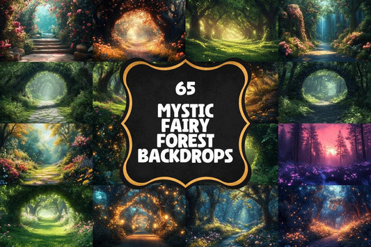 Mystic Fairy Forest Digital Art Backdrops - Warm Aesthetic PNGs for Photography 00x00px - Perfect for Artists