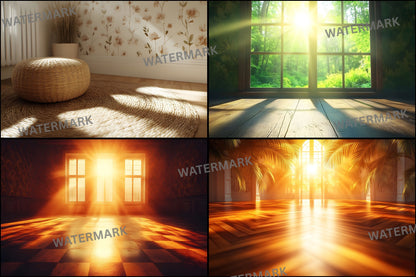 Vintage Sunlit Room Digital Backdrop, Wallpaper Backgrounds, Photography, Dreamy Photo Booth, High-Res Images