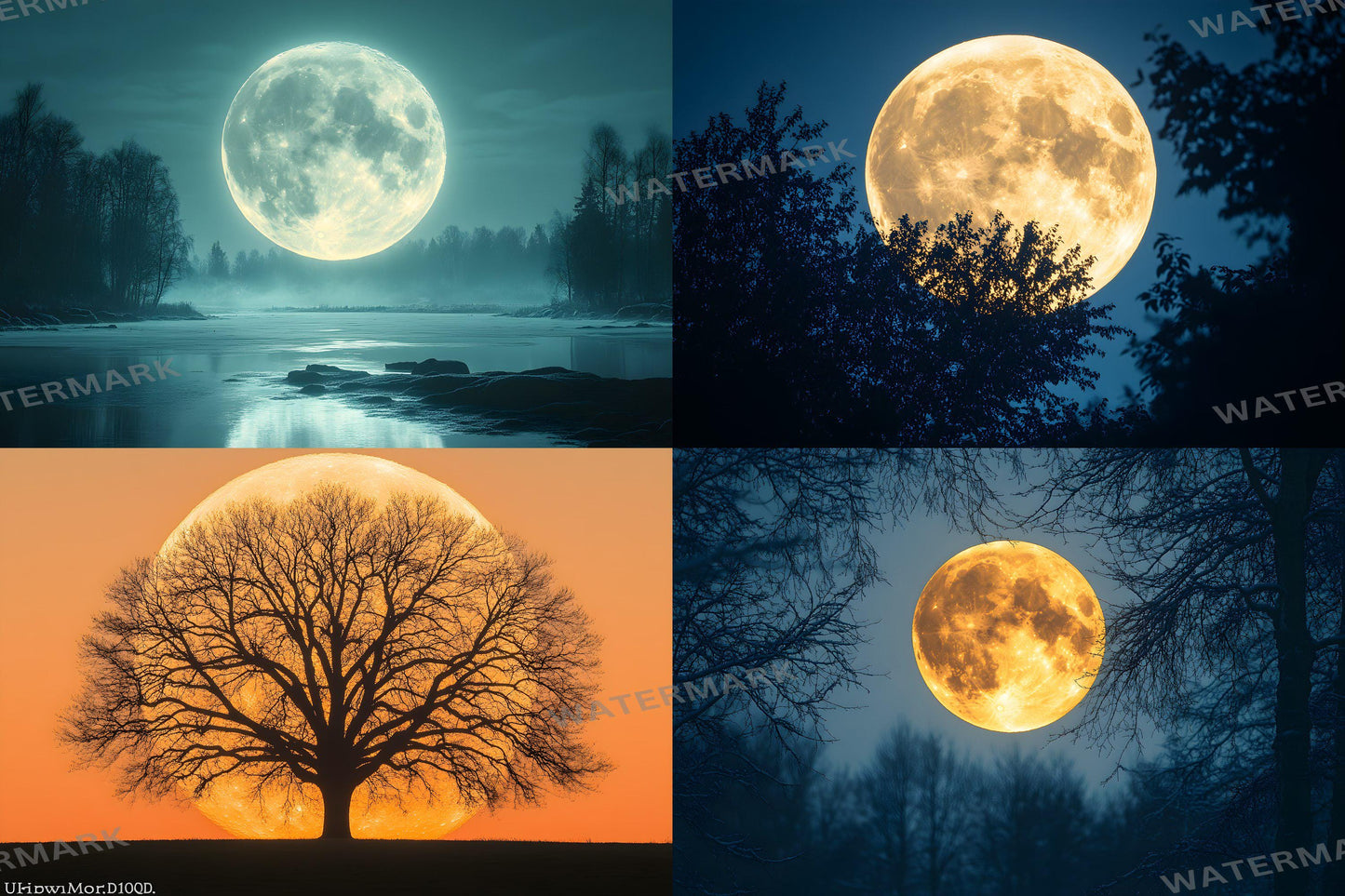 Full Moon Backdrops ��������� Mystical Night Sky, Fantasy Lunar Scenes, Spooky Moonlit Photography Backgrounds for Art, Film & Digital Backdrops