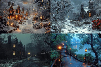 VICTORIAN LONDON BACKDROP - Night Photography Overlay for Photoshop