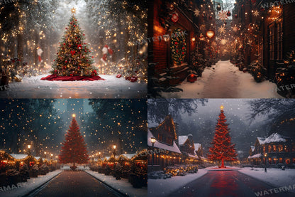Classic Christmas Backdrops, Digital Backdrop, Santa Christmas Backdrop For Kids Family, Festive Digital Download Christmas Background
