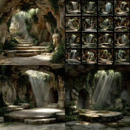 Ancient Stone Cave Digital Backdrop, Fantasy Photography Background, Photo Prop, Mythical Scene, Fine Art Photography, High Resolution Image