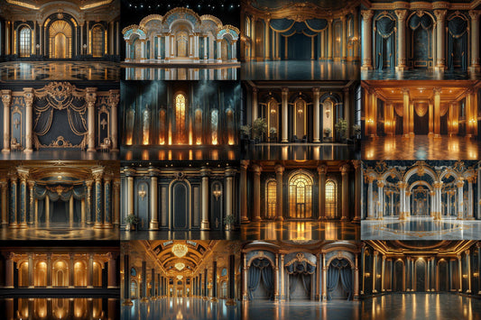 Art Deco Glamour Palace Backdrops, Elegant Interior Digital Luxury Backgrounds, Roaring s Scenes, Photography Backdrops, Commercial Use