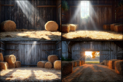 Rustic Barnyard Photography Backdrop, Vintage Farm Scene Background, Digital Download for Portrait Photoshoot, Photo Booth Prop
