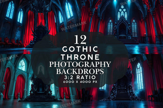 Gothic Throne Backdrops - 12 High-Resolution PNG Designs 00x00px for Dark Fantasy Aesthetic  Commercial Use