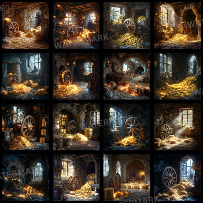 Rumpelstiltskin Gold Digital Backdrop, Square Photography Background, Fantasy Gold Photo Prop, Storybook Portrait, Magical Fine Art Composite